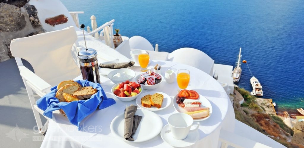 A light breakfast with a view of the Mediterranean will set the tone for the day.